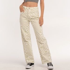 Tilly's RSQ light green and white checkered boyfriend jeans size 30